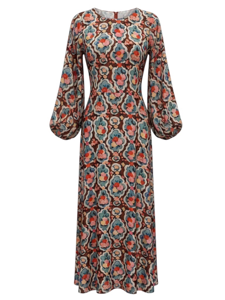 La Doublej Multicolor Floral Printed Sorella Silk Maxi Dress